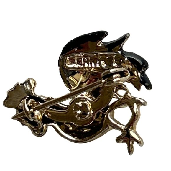 Vintage Gerrys Gold Tone Rooster Brooch Pin With Red & Black Enamel - Picture 3 of 5